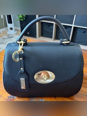 Misuri Firenze Black Genuine Leather Top Handle Crossbody Bag Made in Italy